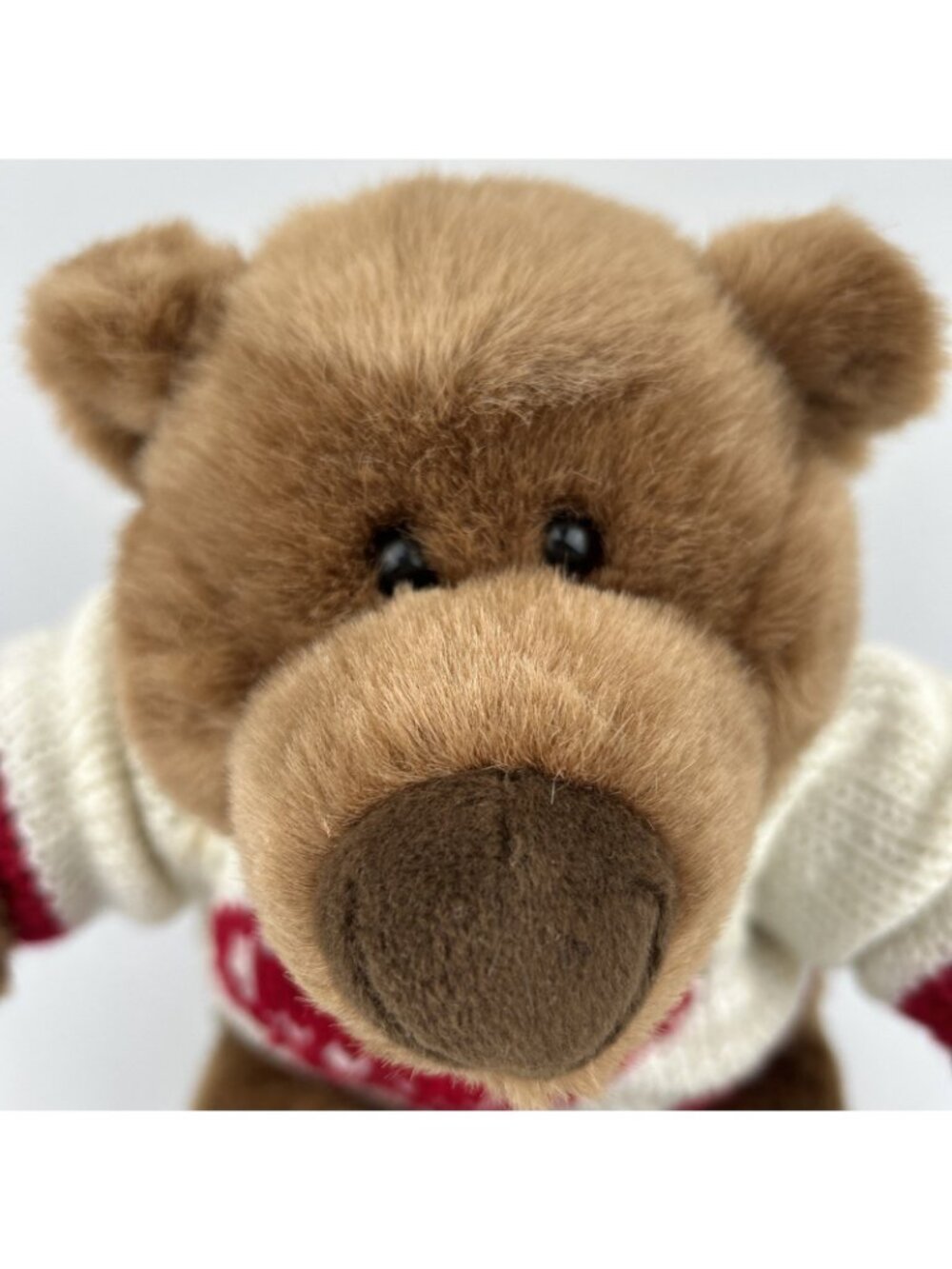 GUND vintage 1999 LOVEY BEAR Heart Sweater Felt Hearts 13 Inch Brown Plush 1085 - Picture 7 of 16